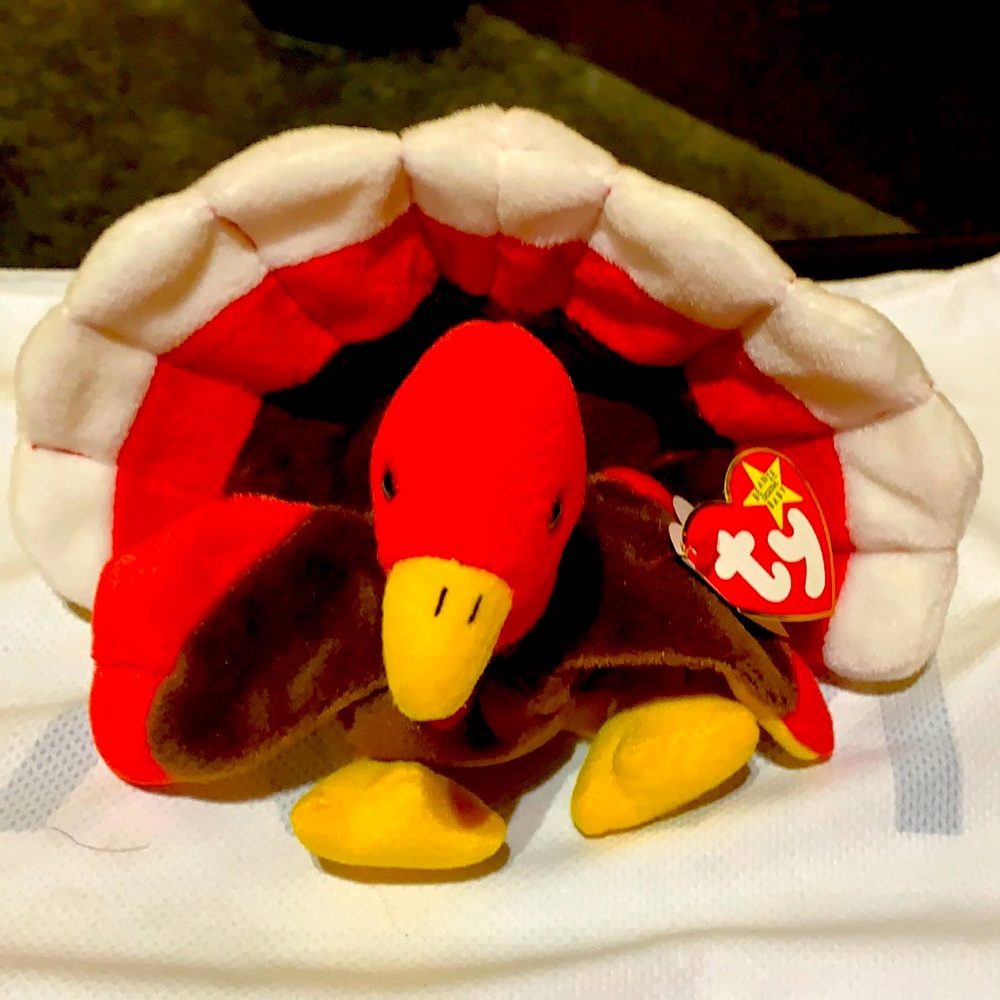 Gobbles the turkey beanie baby.